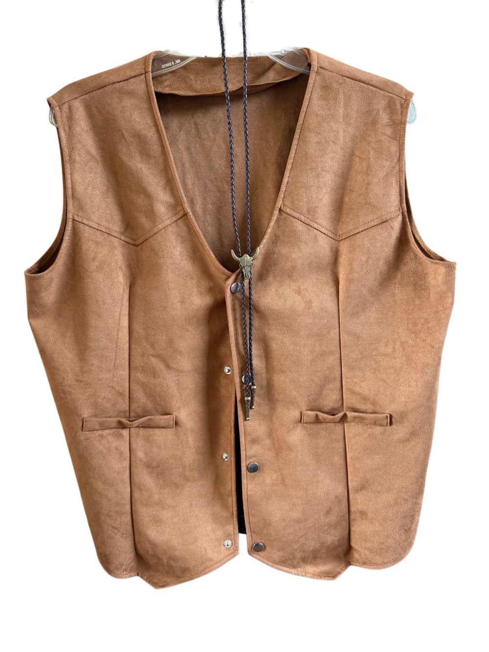 Men's Brown Suede Vest with Bolo Tie